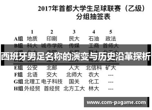 西班牙男足名称的演变与历史沿革探析