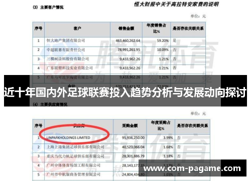 近十年国内外足球联赛投入趋势分析与发展动向探讨
